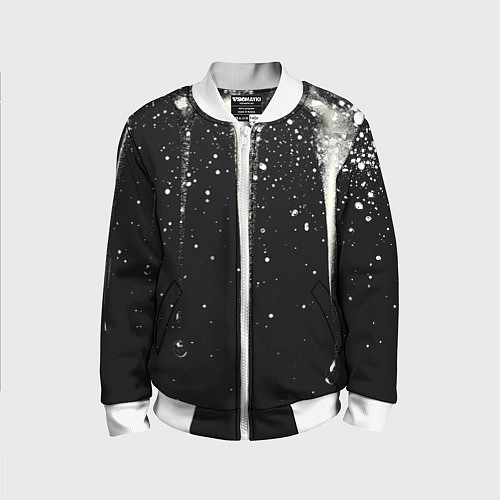 Детский бомбер Белые брызги на черном / 3D-Белый – фото 1