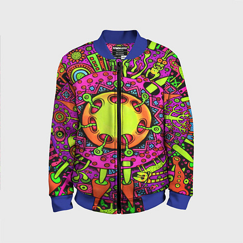 Детский бомбер Кислотные грибы оптические / 3D-Синий – фото 1