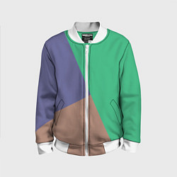Бомбер детский Триада зелёный фиолетовый и коричневый геометричны, цвет: 3D-белый