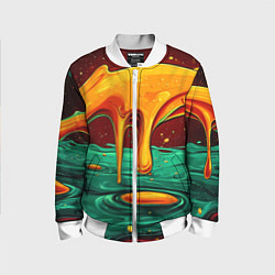 Бомбер детский Оранжевая клякса текстура, цвет: 3D-белый
