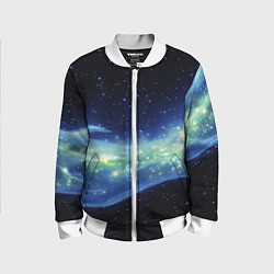 Детский бомбер Синяя волна с зеленым оттенком на черном