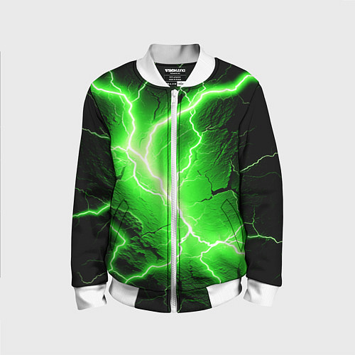 Детский бомбер Color green black / 3D-Белый – фото 1