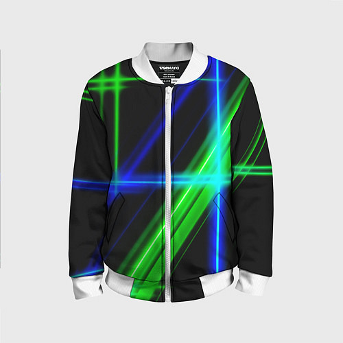 Детский бомбер Color blue black green / 3D-Белый – фото 1