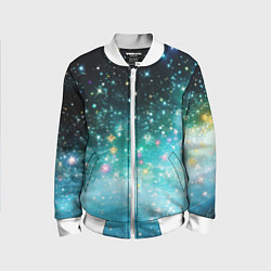 Бомбер детский Бирюзовые блестки фон, цвет: 3D-белый