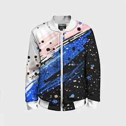 Детский бомбер Черно-синяя краска на белом