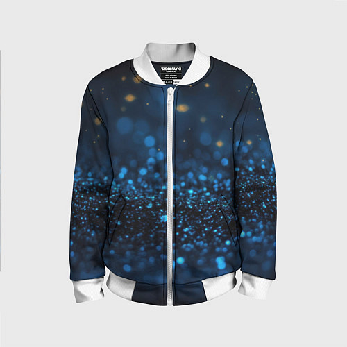 Детский бомбер Боке блестяшки на черном / 3D-Белый – фото 1