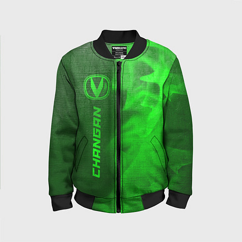 Детский бомбер Changan - green gradient по-вертикали / 3D-Черный – фото 1