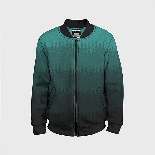 Детский бомбер Тёмный бирюзовый градиент текстурный полосы / 3D-Черный – фото 1