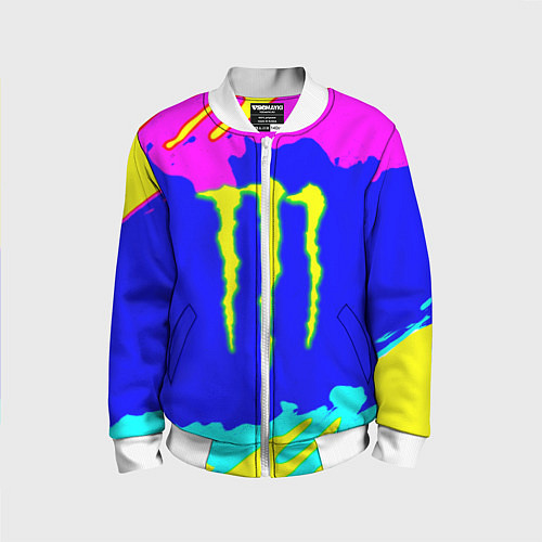 Детский бомбер Monster energy краски цветные / 3D-Белый – фото 1