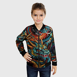 Бомбер детский Татуировка дракона ирезуми, цвет: 3D-черный — фото 2