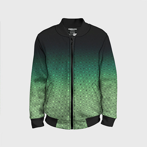 Детский бомбер Чёрно-зелёный градиент с узором / 3D-Черный – фото 1