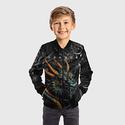 Бомбер детский Японский дракон татуировка, цвет: 3D-черный — фото 2