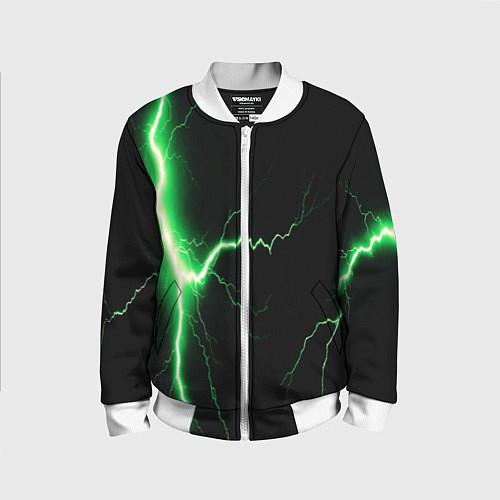 Детский бомбер Lightning green / 3D-Белый – фото 1
