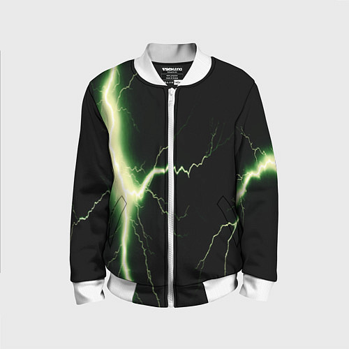Детский бомбер Lightning yellow текстура / 3D-Белый – фото 1