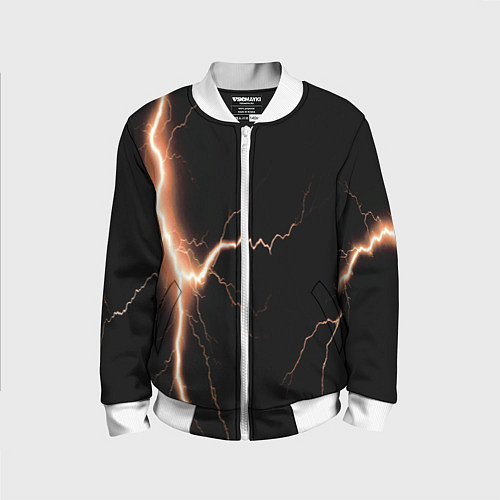 Детский бомбер Lightning orange / 3D-Белый – фото 1