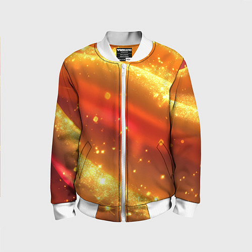 Детский бомбер Желто-красная текстура с блестяшками / 3D-Белый – фото 1