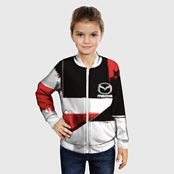 Бомбер детский Mazda логотип, цвет: 3D-белый — фото 2
