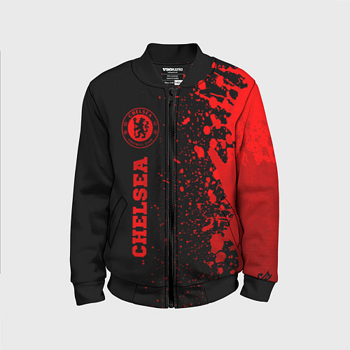 Детский бомбер Chelsea - red gradient по-вертикали / 3D-Черный – фото 1