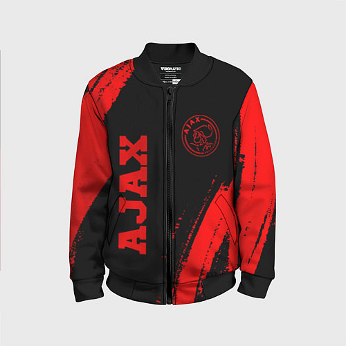 Детский бомбер Ajax - red gradient вертикально / 3D-Черный – фото 1