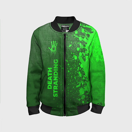 Детский бомбер Death Stranding - green gradient по-вертикали / 3D-Черный – фото 1