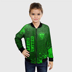 Бомбер детский Leeds United - green gradient вертикально, цвет: 3D-черный — фото 2