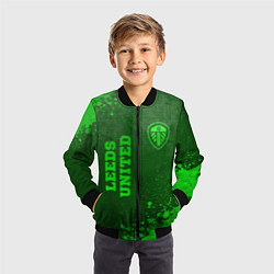 Бомбер детский Leeds United - green gradient вертикально, цвет: 3D-черный — фото 2