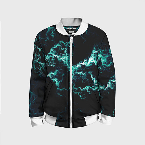 Детский бомбер Lightning light blue glow / 3D-Белый – фото 1