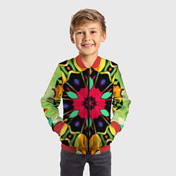 Бомбер детский Салатовый калейдоскоп, цвет: 3D-красный — фото 2