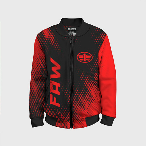 Детский бомбер FAW - red gradient вертикально / 3D-Черный – фото 1