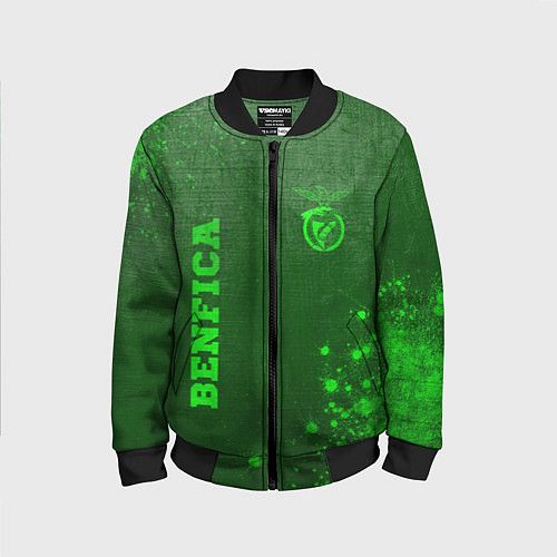 Детский бомбер Benfica - green gradient вертикально / 3D-Черный – фото 1