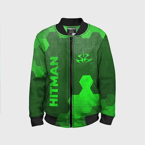 Детский бомбер Hitman - green gradient вертикально / 3D-Черный – фото 1