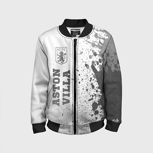 Детский бомбер Aston Villa - white gradient по-вертикали / 3D-Черный – фото 1