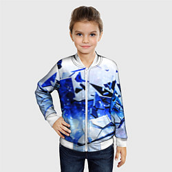 Бомбер детский Абстрактный космический синий фон неоновых плит, цвет: 3D-белый — фото 2