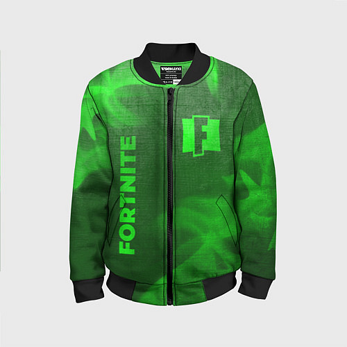 Детский бомбер Fortnite - green gradient вертикально / 3D-Черный – фото 1