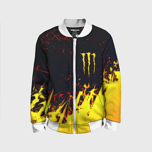 Детский бомбер Monster energy абстрактные краски / 3D-Белый – фото 1