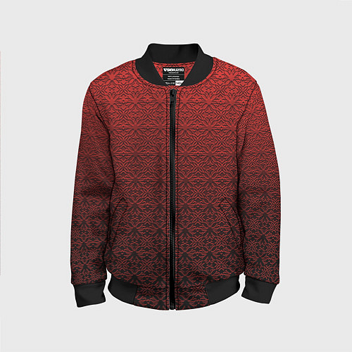 Детский бомбер Тёмно-красный цветочный орнамент градиент / 3D-Черный – фото 1