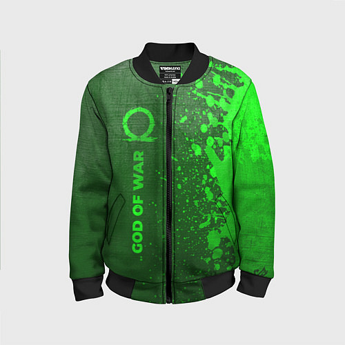 Детский бомбер God of War - green gradient по-вертикали / 3D-Черный – фото 1