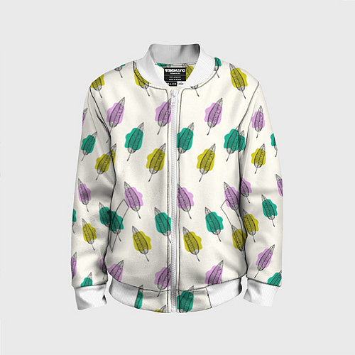 Детский бомбер Листья на пятнах / 3D-Белый – фото 1