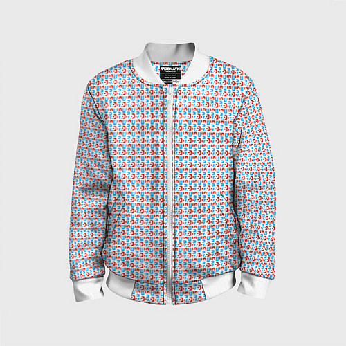 Детский бомбер Красно-синие фигуры на белом фоне / 3D-Белый – фото 1