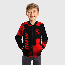 Бомбер детский BMW - red gradient вертикально, цвет: 3D-черный — фото 2