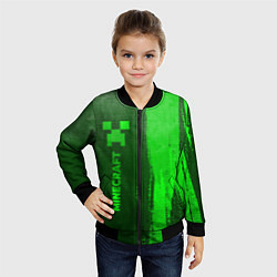 Бомбер детский Minecraft - green gradient по-вертикали, цвет: 3D-черный — фото 2