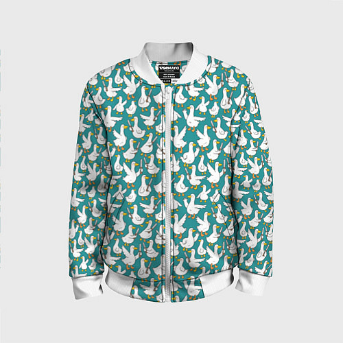 Детский бомбер Злой гусь узор / 3D-Белый – фото 1