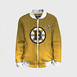 Бомбер детский Бостон Брюинз - паттерн треугольников, цвет: 3D-белый