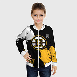 Бомбер детский Бостон Брюинз - разлитая краска, цвет: 3D-белый — фото 2