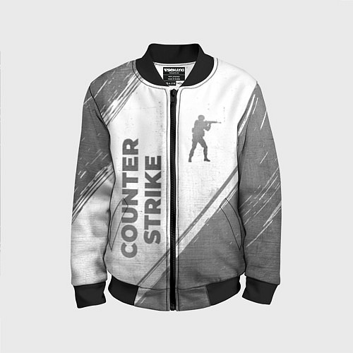 Детский бомбер Counter Strike - white gradient вертикально / 3D-Черный – фото 1