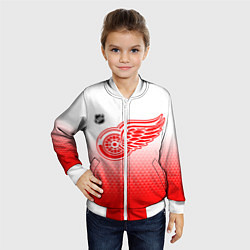 Бомбер детский Детройт Ред Уингз - красно белый градиент, цвет: 3D-белый — фото 2