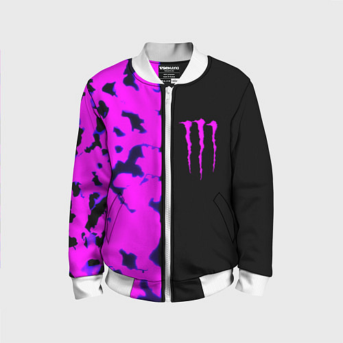 Детский бомбер Monster energy neon camo / 3D-Белый – фото 1