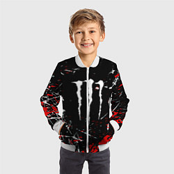 Бомбер детский Monster energy штрихи, цвет: 3D-белый — фото 2