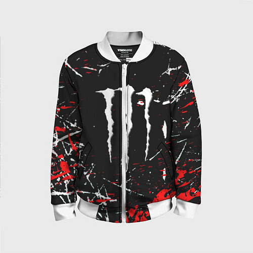Детский бомбер Monster energy штрихи / 3D-Белый – фото 1