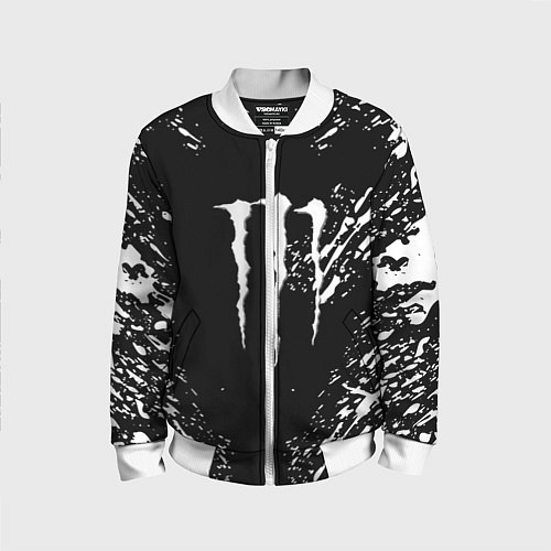 Детский бомбер Monster energy white splash / 3D-Белый – фото 1